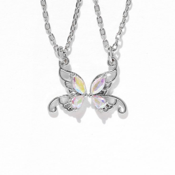 Best friends are as unique and special as butterflies. Keep one necklace, gift the other half to your bestie, and watch your friendship soar to new heights. Trendy Butterfly Jewelry For Gift, Trendy Silver Jewelry For Best Friend Gift, Cute Silver Jewelry With Butterfly Charm, Charm Necklace With Adjustable Chain For Best Friend Gift, Adjustable Charm Necklace For Best Friend Gift, Adjustable Chain Charm Necklace For Best Friend, Trendy Silver Necklace For Best Friend, Trendy Silver Necklace For Best Friend Gift, Trendy Butterfly Jewelry For Parties