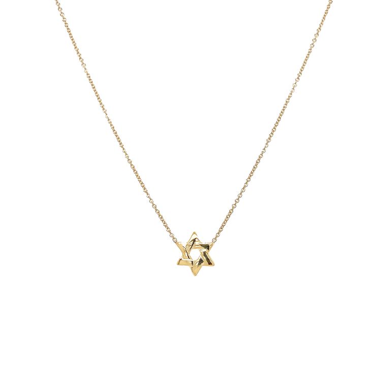 14K Gold Star of David Chain Necklace  14K Yellow Gold Star: 0.25 Diameter 16 Long Luxury Gold Star Necklace, Yellow Gold Star Necklace With Clavicle Chain, Dainty Yellow Gold Star Of David Necklace, Formal White Gold Star Of David Necklace, Yellow Gold Charm Necklace With Star Of David Charm, Elegant Yellow Gold Star Of David Necklace, 14k Yellow Gold Star Of David Necklace, 14k Gold Star Of David Necklace, Tarnish Resistant, Yellow Gold Star Of David Jewelry For Formal Occasions