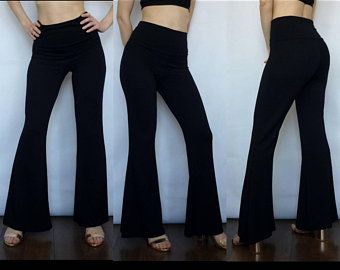 Handmade Leggings & Clothing Beaded Chokers & by HuggingBearr Charleston Pants, Bell Bottoms Black, Pants Bell Bottoms, Festival Trousers, Long Yoga Pants, Black Flare Pants, Women Hats Fashion, Urban Fashion Trends, Curvy Fashionista