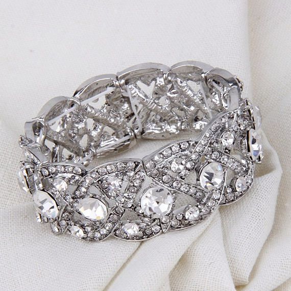 Crystal Bridal Bracelet Silver Rhinestone Wedding Bracelet Stretch Women Bracelet Bridal Jewelry Bri White Sterling Silver Crystal Bracelet For Wedding, Wedding Metal Crystal Bracelet With Bling, Wedding Cubic Zirconia Crystal Bracelet, Dazzling Hand-set Crystal Wedding Bracelet, Dazzling Silver Hand-set Crystal Bracelet, Bridal Bracelets, Gold Bracelet Wedding, Women Bracelets, Bride Jewelry