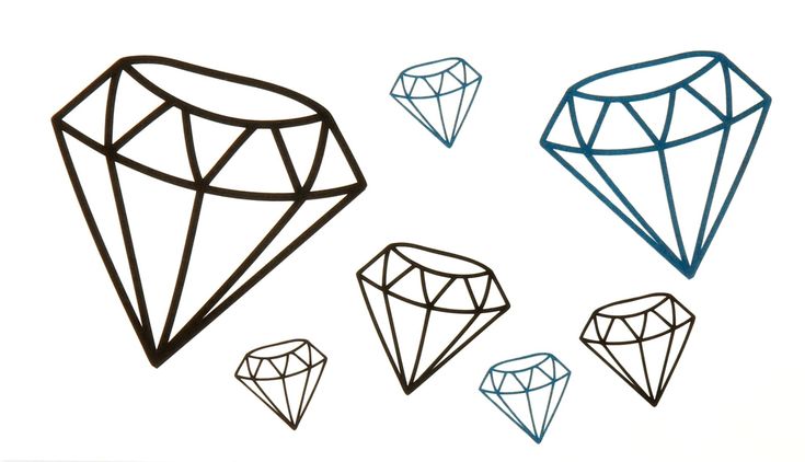 three different types of diamonds are shown in this drawing technique, and each diamond is drawn with