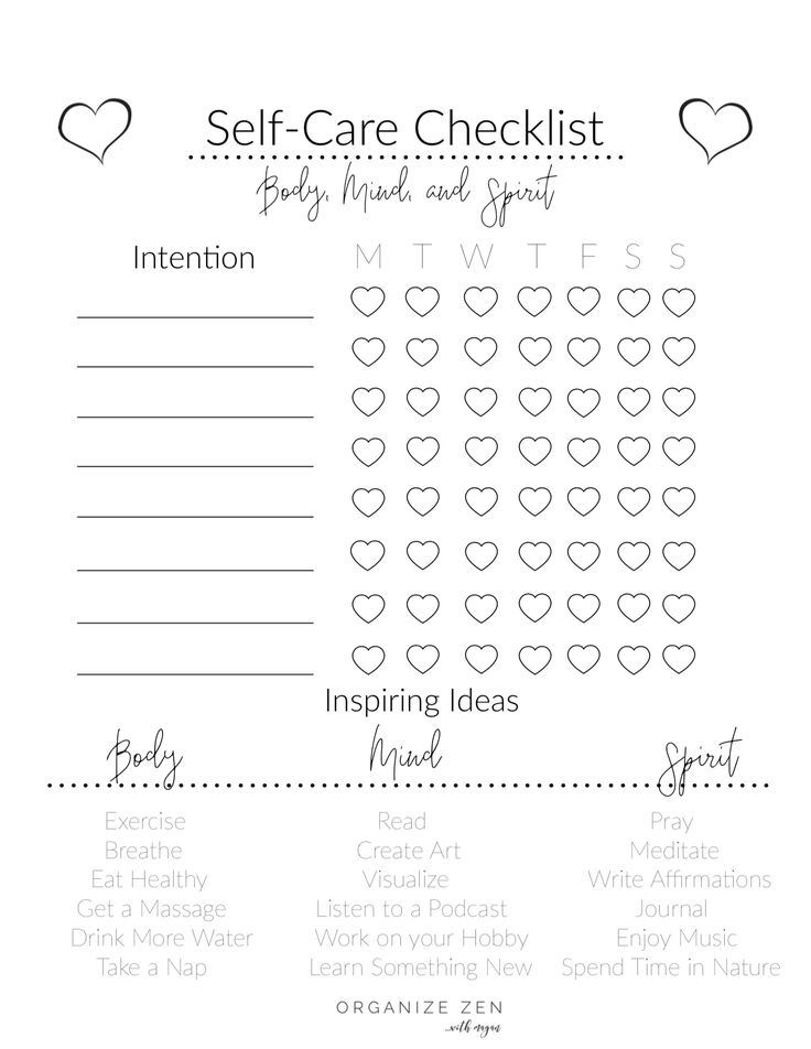 Ensure that you are getting enough self-care and self-love in your daily life by using this customizable, self-care free printable checklist worksheet.  There is no job more important than caring for yourself! #selfcare #printable Self Care Wheel, Bullet Journal Mood Tracker, Self Care Worksheets, Beauty Routine Checklist, Self Care Checklist, Care Box, Printable Checklist, Therapy Worksheets, Kids Journal