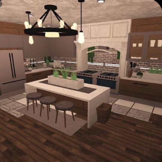 an image of a modern kitchen setting in minecraft