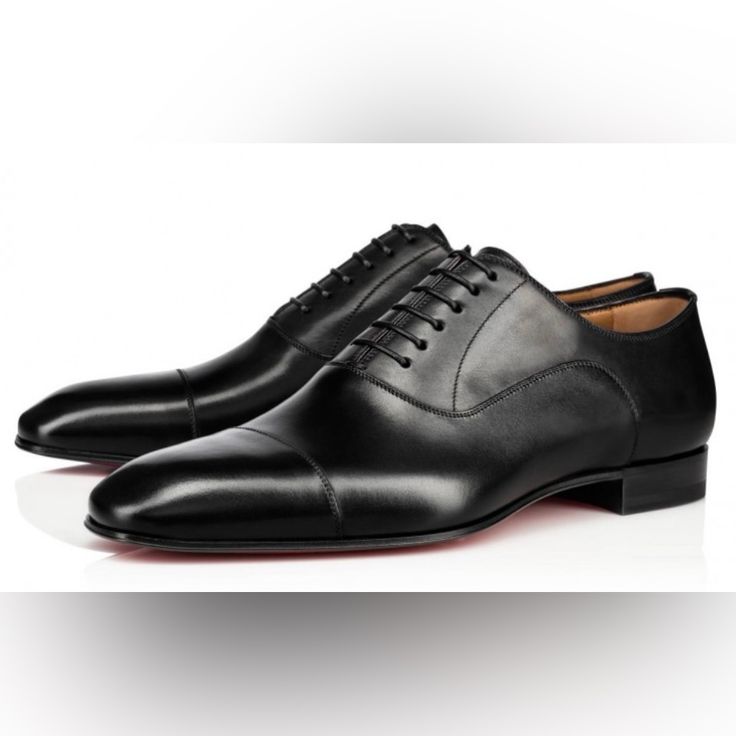 Brand New - Never Worn Christian Louboutin Greggo Oxfords Dress Shoes These Refined Oxford Shoes Are The Epitome Of Fine Craftsmanship. Size: 42.5 Color: Black Retail: $945 Leather Upper Almond Toe Lace-Up Vamp Leather Lining Leather Sole Made In Italy Elegant Black Oxfords With Red Sole, Designer Black Oxfords For Office, Elegant Oxfords With Red Sole And Plain Toe, Classic Fitted Oxfords With Red Sole, Luxury Red Sole Oxfords For Semi-formal Occasions, Luxury Oxfords With Red Sole For Semi-formal Occasions, Classic Fitted Leather Shoes With Red Sole, Classic Business Dress Shoes With Red Sole, Fitted Oxfords With Red Sole For Semi-formal Occasions