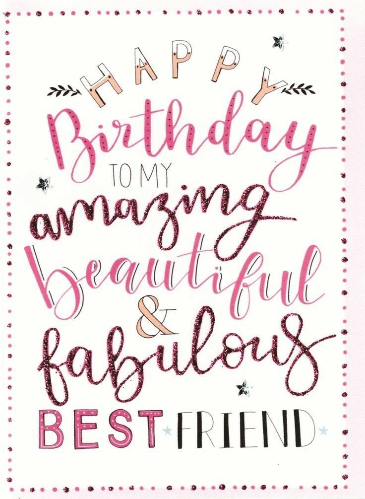 the words happy birthday to my amazing beautiful and fabulous best friend are shown in pink