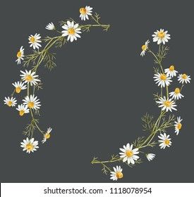 the letter o made up of daisies on a dark background with space for text