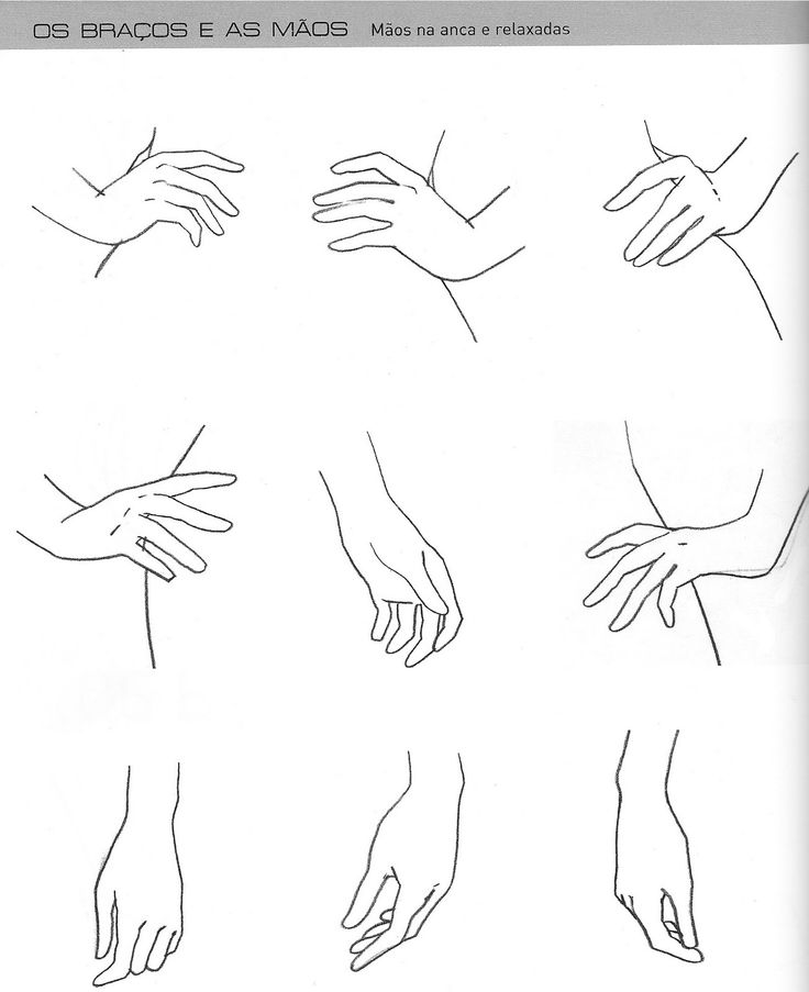 four different hands are shown in this drawing