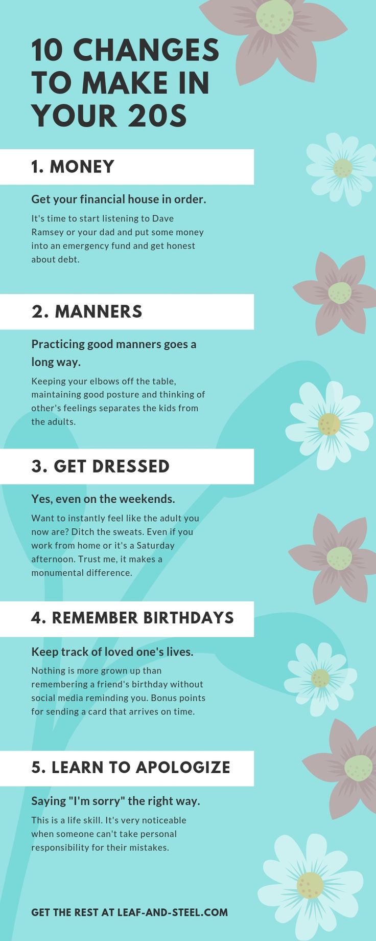 the top ten things to do in your 20s's birthday party infographical