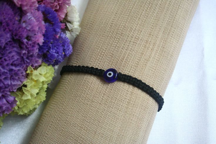 Rope Anklet, Bracelet Rope, Bracelet Evil Eye, Evil Eye Beads, Mens Silver Jewelry, Good Luck Bracelet, Couples Bracelet, Black Onyx Bracelet, Beads Charm