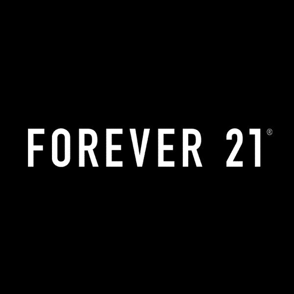 the forever 21 logo on a black background