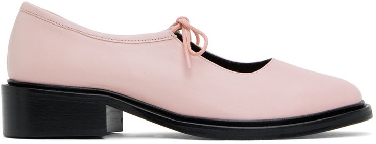 Nicole Saldaña - SSENSE Exclusive Pink Fabiana Loafers Nicole Saldana, Style Loafers, Ballet Pink, Leather Mary Janes, Ballerina Flats, Suede Heels, Pink Leather, Nappa Leather, Stacked Heel