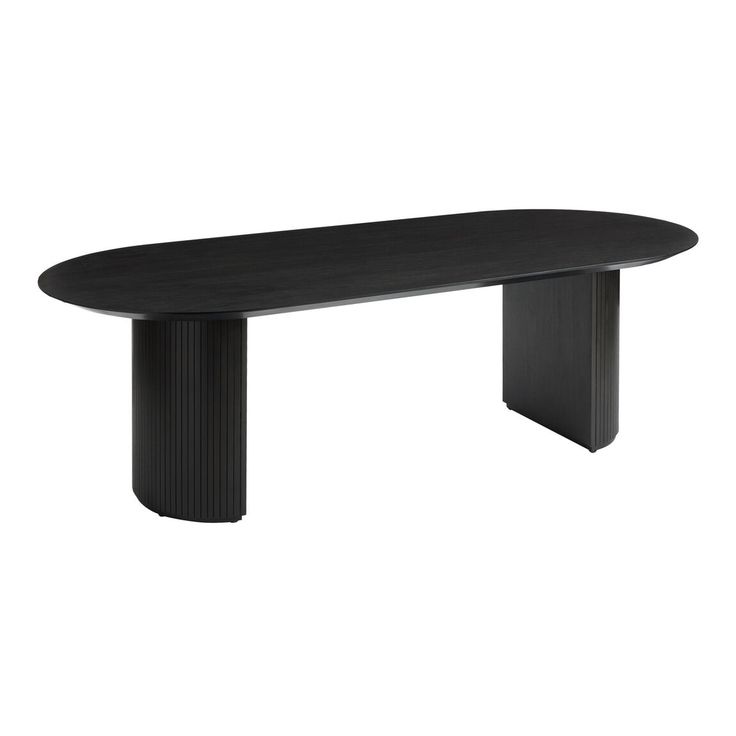 a black table with an oval shaped top