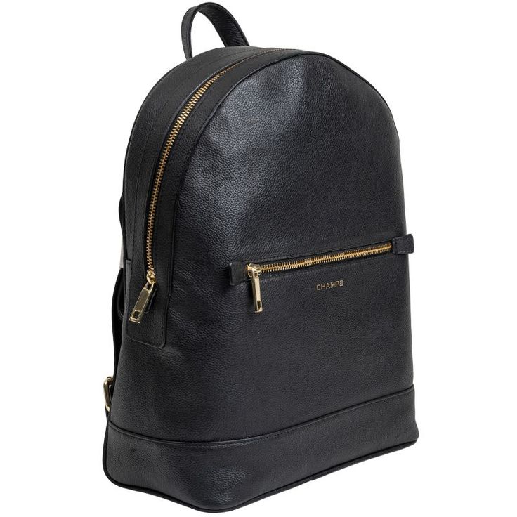 Have chic on-the-go style with this Champs Gala Collection leather backpack. Have chic on-the-go style with this Champs Gala Collection leather backpack. 15"H x 10"W x 5"D Handle: 2'' drop Zipper closure Gold-tone hardware Interior: 1 slip pocket, 1 zip pocket Exterior: 2 zip pocketsCONSTRUCTION & CARE Body: leather Lining: polyester Wipe clean Imported Size: One Size. Color: Black. Gender: female. Age Group: adult. Chic Backpack With Gold-tone Hardware For On-the-go, Elegant Leather Satchel Backpack For On-the-go, Luxury Standard Backpack With Zipper Closure, Designer Travel Backpack With Leather Lining, Luxury Backpack With Zipper Closure, Classic Everyday Backpack With Gold-tone Hardware, Elegant Formal Backpack With Gold-tone Hardware, Luxury Business Backpack With Zipper Closure, Designer Leather Backpack For Travel