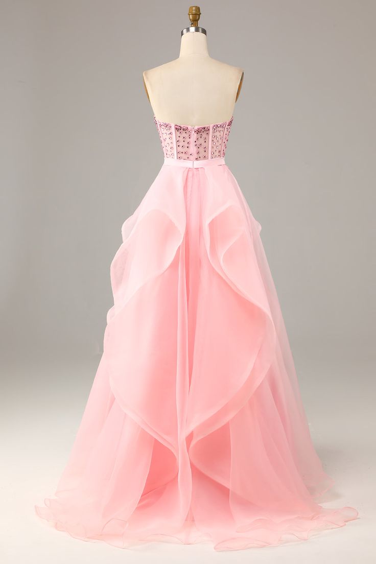 Black Strapless Ball Gown Evening Dress Pink Strapless Gown For Banquet, Pink Ball Gown With Sweetheart Neckline For Evening, Glamorous Ball Gown With Sweetheart Neckline For Debutante Ball, Elegant Pink Ball Gown For Prom, Sweetheart Neckline Ball Gown For Debutante Ball And Prom, Glamorous Sweetheart Neckline Ball Gown For Debutante Ball, Pink Ball Gown Wedding Dress For Banquets, Pink Floor-length Wedding Dress For Prom Season, Prom Season Gown With Sweetheart Neckline And Boned Bodice