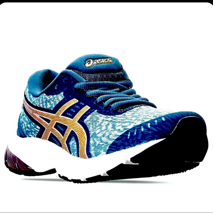 See Photo For Description New In Box Asics Blue Running Shoes With Arch Support, Blue Asics Running Shoes With Arch Support, Asics Synthetic Sneakers With Arch Support, Asics Running Shoes With Air Cushioning And Round Toe, Asics Running Shoes With Air Cushioning, Blue Asics Running Shoes, Blue Synthetic Sneakers With Arch Support, Blue Cushioned Running Shoes, Asics Blue Sneakers For Sports