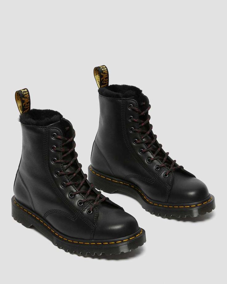 Barton Shearling Lined Leather Ankle Boots | Dr. Martens Jadon Pisa, Jadon Platform Boots, Work Basics, Material Gworl, Jadon Boots, Dr Martens Jadon, Boot Stand, Yellow Heels, Funky Shoes