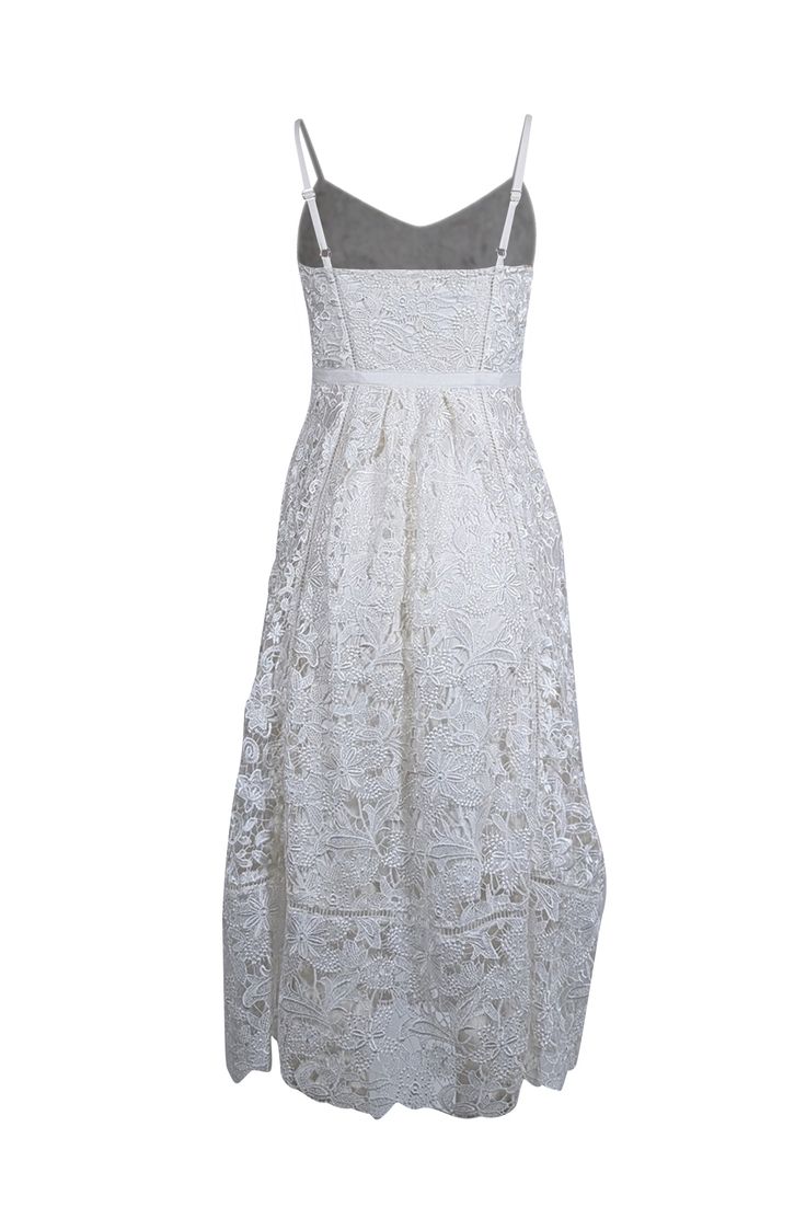 Attention all bridal babes and lace lovers! This simply sweet Ted Baker number is calling your name. This darling dress oozes feminine charm with stunning floral appliqués, intricate eyelet design, and a flattering midi length. Pair it with strappy heels and statement earrings. Size 4 (TB 1) 100% Polyester Lined Hidden side zipper Adjustable straps Floral applique Midi length V-neck Light/minor rubbing Bust 30" Waist 32" Shoulder to hem approx. 45" Darling Dress, Bright Patterns, Lace Midi, Eyelet Lace, Lace Midi Dress, Floral Applique, Strappy Heels, Flare Skirt, Empire Waist