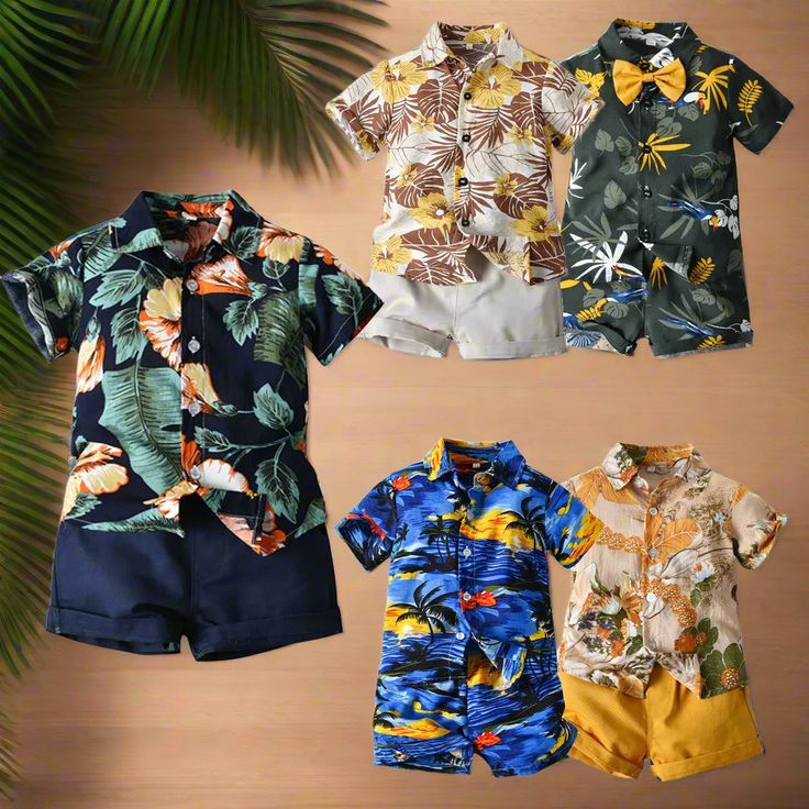 Dress your little one in style with our Summer Toddler Boys Hawaiian Shirt & Matching Shorts set! Made with a comfortable and breathable blend of cotton and polyester, this fashion-forward set is perfect for the summer. With a turn-down collar and short sleeves, your child will look and feel cool. Available in sizes 12-24 months, 25-36 months, and 4-6 years. Perfect for kids who love to play and explore! Estimated Delivery 14 Days-excluding weekends and holidays SPECIFICATIONS Material: COTTON / Cotton Short Sleeve Short Set For Vacation, Casual Short Sleeve Playwear Set, Green Cotton Summer Sets, Playful Cotton Sets For Beach Season, Matching Cotton Sets With Short Sleeves, Blue Cotton Beach Season Sets, Cotton Short Sleeve Summer Sets, Multicolor Short Sleeve Short Set For Spring, Playful Green Sets For Vacation