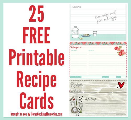 the 25 free printable recipe cards