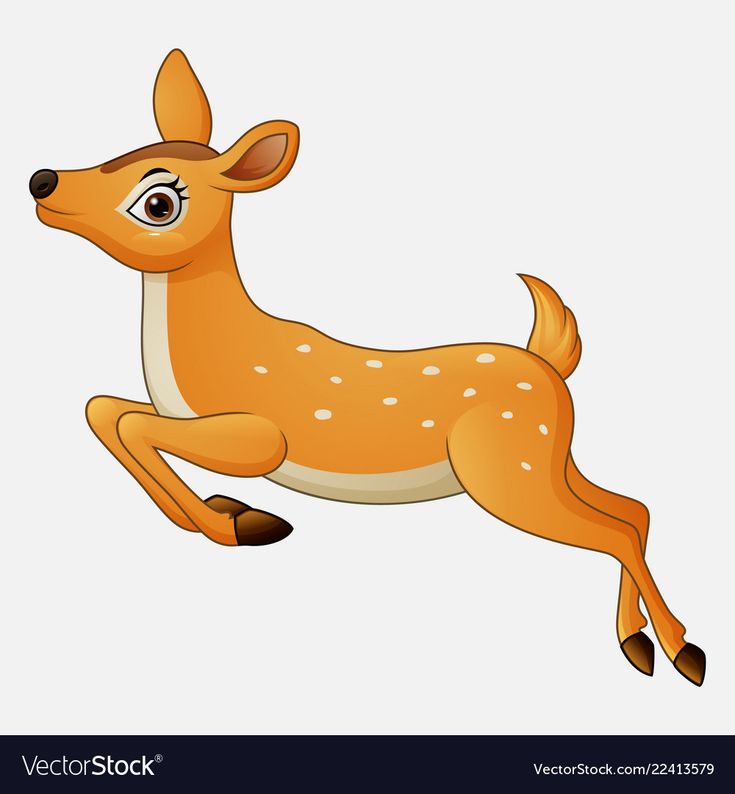 a cartoon deer jumping up in the air