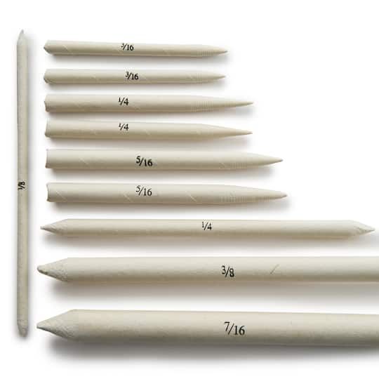 six pencils are lined up in the shape of an arrow with numbers on them