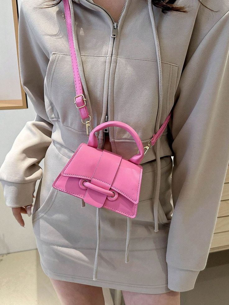 Mini Cute Handheld Bag, Fashionable And Versatile Top Handle Bag, Lovely Candy-Colored Shoulder Satchel Crossbody Bag Pink Casual,Fashionable   PU Leather Plain Square Bag   Women Bags, size features are:Bust: ,Length: ,Sleeve Length: Mini Cute, Crossbody Bag Women, Mini Handbags, Kids Sleepwear, Handle Bag, Square Bag, Vintage Handbags, Bag Women, Malaga