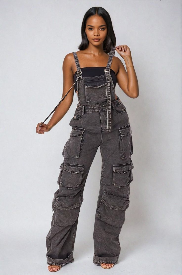 Find out MABEL LOVE's Cargo Denim Jumpsuit, ideal for casual spring and summer trips. This ankle-length jumpsuit, which has a comfortable mid-waist, many pockets, and a straight fit, is both fashionable and adaptable. Christmas Outfit Aesthetic, Cargo Jumpsuit, Monokini Swimsuits, Denim Maxi Skirt, Denim Romper, Buy 2 Get 1 Free, Casual Spring, Denim Jumpsuit, Long Sleeve Romper