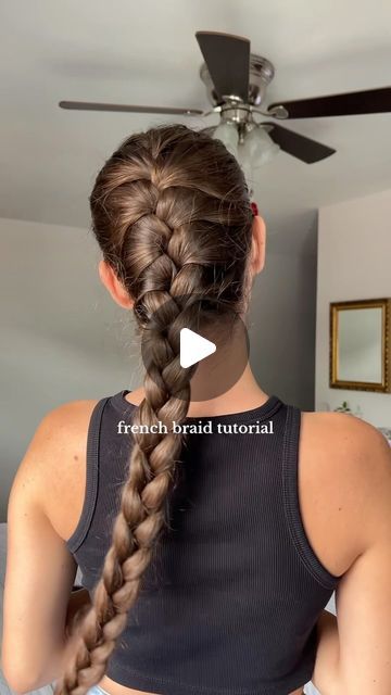 Melanie Praise on Instagram: "A quick french braid tutorial 🤍  #frenchbraid #frenchbraidtutorial #hairtutorial #longhair #hairbraiding #hairideas #hairinspo #hairinspiration #hairinstagram #hairstyleideas #hairstyleinspo #hairstyleinspiration #hairstyleidea" Pretty French Braids, French Braid Into Messy Bun, French Braid For Long Hair, Self Braiding Hairstyles, Work Braid Hairstyles, French Plait Tutorial On Yourself, How To French Braid Hair, How To Make French Braids, How To Do French Braid