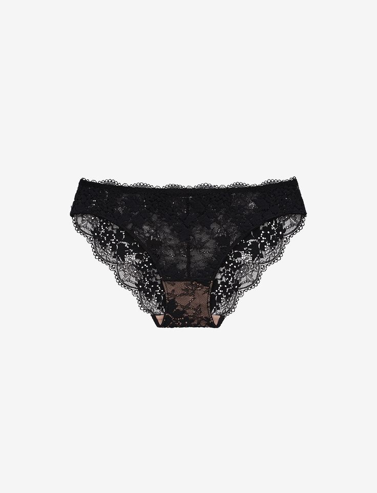 All Day Lace Bikini - Black - 51% Recycled nylon/42% Nylon/7% Spandex - ThirdLove Lingerie Bag, Lace Thong, Scalloped Lace, Lace Edging, Lay Flat, Over 50, Hand Wash, Felt, Lingerie