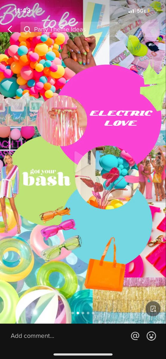 a collage of different colored objects with the words electric love and pink on them