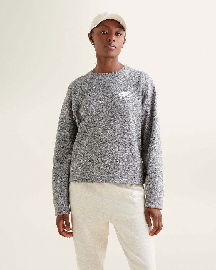 Meet a Roots favourite. Our Original BF Crew is super-soft and made for everyday. Layer it over our classic Cooper Beaver T-Shirt and throw on sweats for the ultimate casual go-to fit. Soft fleece Organic cotton & recycled fibres Relaxed fit Ribbed cuffs Flocked iconic logo at left front Branded ID label at the hem ABOUT 55% organic cotton, 45% recycled polyester SIZE & FIT Model is wearing: size small Model Measurements: Height: 5'9 ; bust: 34B"; waist: 25 ; hips: 35 RELAXED FIT The relaxed fit Slim Sweatpants, Leather Factory, Sweatsuit Set, Sweat Dress, Jumpsuit Jacket, Sweatshirts And Hoodies, Iconic Logo, Sweat Shorts, Crew Sweatshirts