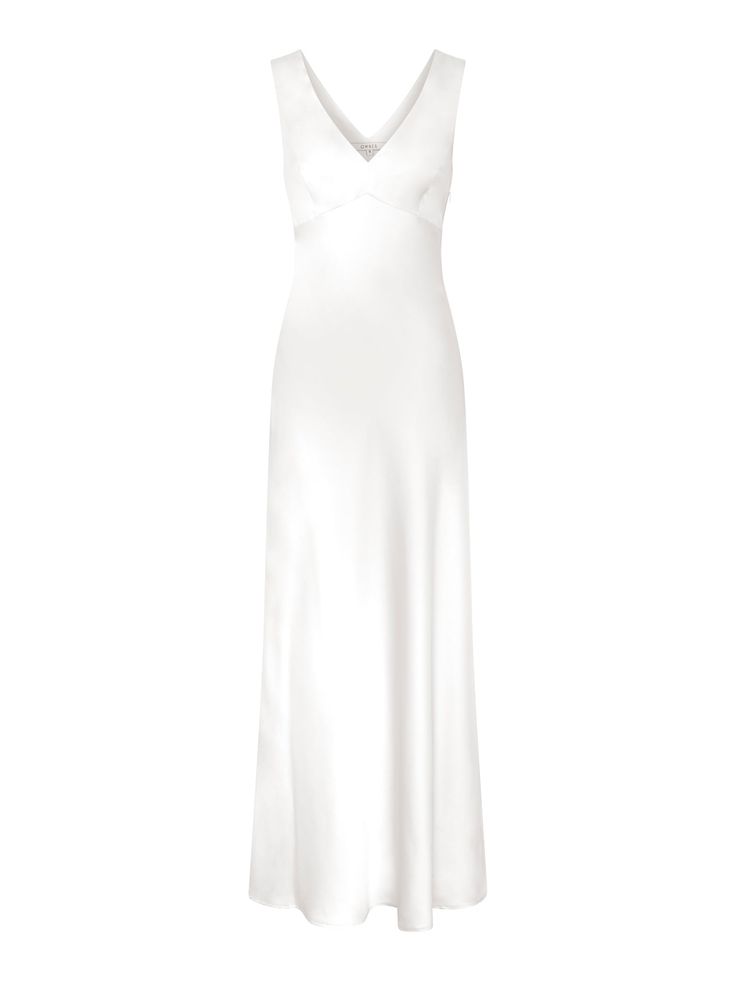 Marilyn is an elegant silhouette with an edge. The peek-a-boo back detail means that she makes a statement from behind whilst remaining bra-friendly. Designed in shimmery ivory crafted from 100% recycled polyester, Marilyn is the perfect dress for all your engagement or bridal activities or simply when you feel like keeping it paired-back in chic in tonal white. Formal Fitted Slip Dress With Lace Back, Fitted Lace Back Slip Dress For Formal Occasions, Fitted Slip Dress With Lace Back For Evening, Fitted Lace Back Slip Dress For Evening, Elegant V-neck Slip Dress For Wedding, Elegant Evening Slip Dress With Lace Back, Elegant Fitted Slip Dress With Lace Back, Elegant Lace Back Slip Dress, Sleeveless Formal Slip Dress With Lace Back