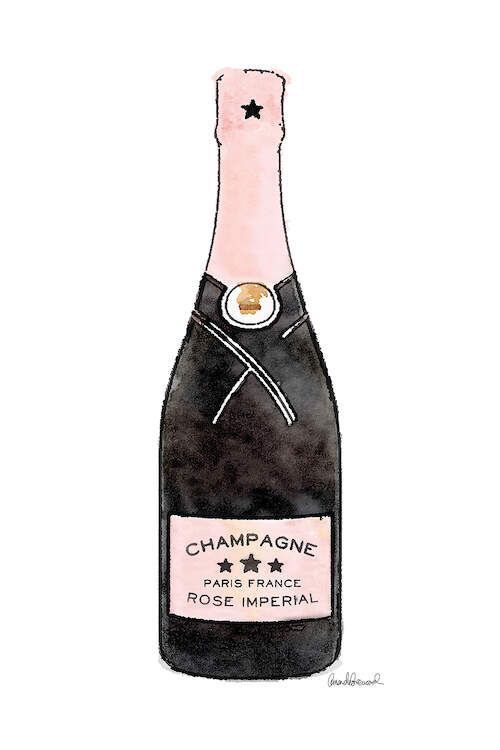 a drawing of a bottle of champagne with the label champagne on it's side