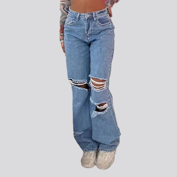 Take your mode to the next level with our 2023 Spring-Summer Collection's Grunge-inspired Straight Women's Light-Wash Jeans!Why You'll Love ItPerfect for the modern fashionista who loves to express her edgy side. this eye-catching piece from our Collection is patterned to make you stand out. With its high-waisted fit. distressed finish. and zipper & button closure. you're guaranteed to feel comfortable and look fabulous.Unmissable Highlights: Grunge-Inspired: Get a vintage-inspired look that exu Non-stretch Denim Blue Jeans For Summer, Trendy High Rise Jeans For Summer, Trendy High Rise Summer Jeans, Non-stretch Jeans For Summer, Trendy Denim Blue Flare Jeans For Summer, Trendy Non-stretch Jeans For Streetwear, Trendy Denim Blue Summer Flare Jeans, Trendy Wide Leg Summer Jeans, Trendy Summer Flare Jeans In Denim