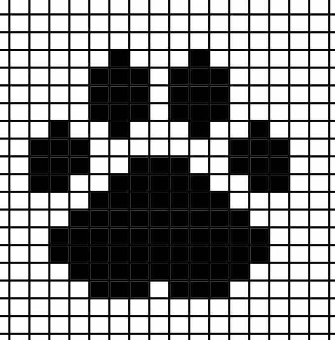 a black and white pattern with squares in the shape of a cross stitched together