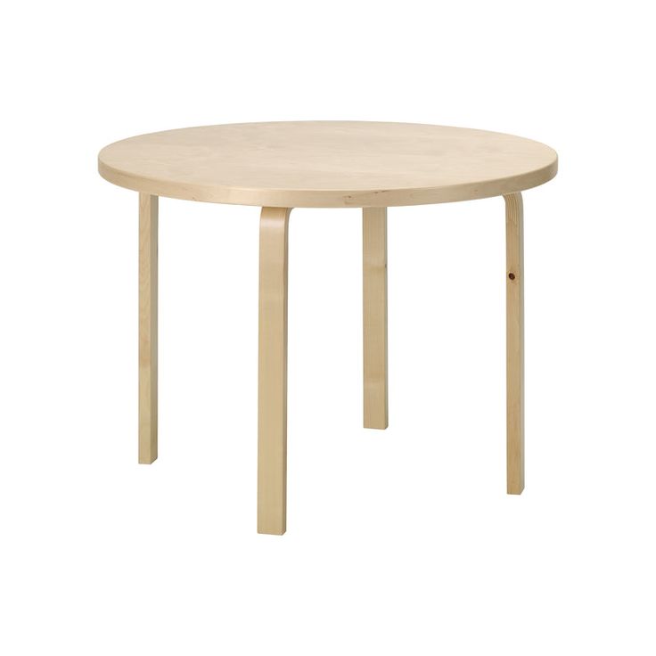 a round wooden table with two legs on the bottom and one leg extended to the side