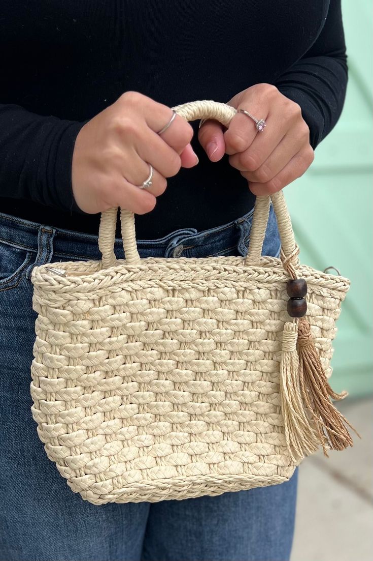 Cute small straw boho beach bag with shoulder strap. Dimensions: 7.5” x 11” Beach Season Straw Crossbody Bag With Braided Handles, Vacation Straw Crossbody Bag With Braided Handles, Vacation Braided Handles Crossbody Straw Bag, Vacation Crossbody Straw Bag With Braided Handles, Cream Woven Straw Bag For Day Out, Straw Crossbody Beach Bag For Daily Use, Straw Crossbody Shoulder Bag For Beach, Vacation Straw Shoulder Crossbody Bag, Vacation Straw Crossbody Shoulder Bag