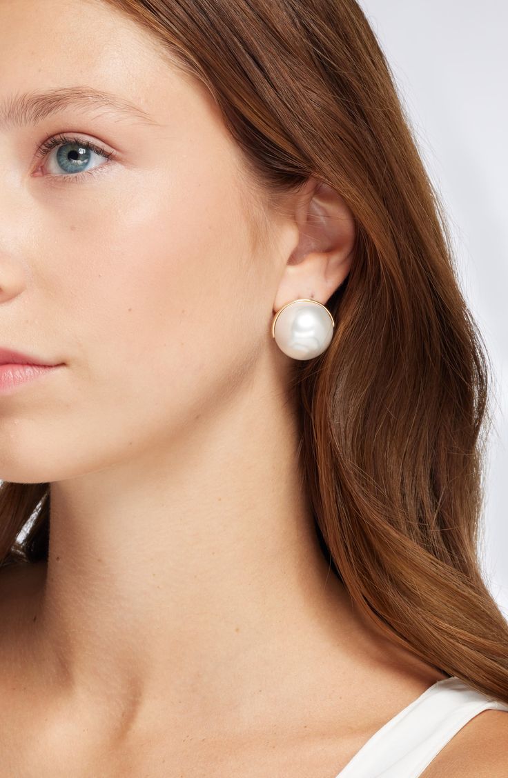 Add a classic glow to your ensembles with imitation pearl stud earrings. Post back Recycled metal/plastic imitation pearl Imported Recycled Metal, Pearl Stud Earrings, Pearl Studs, Faux Pearl, Wedding Gifts, Pearl Earrings, Nordstrom, White Gold, Stud Earrings