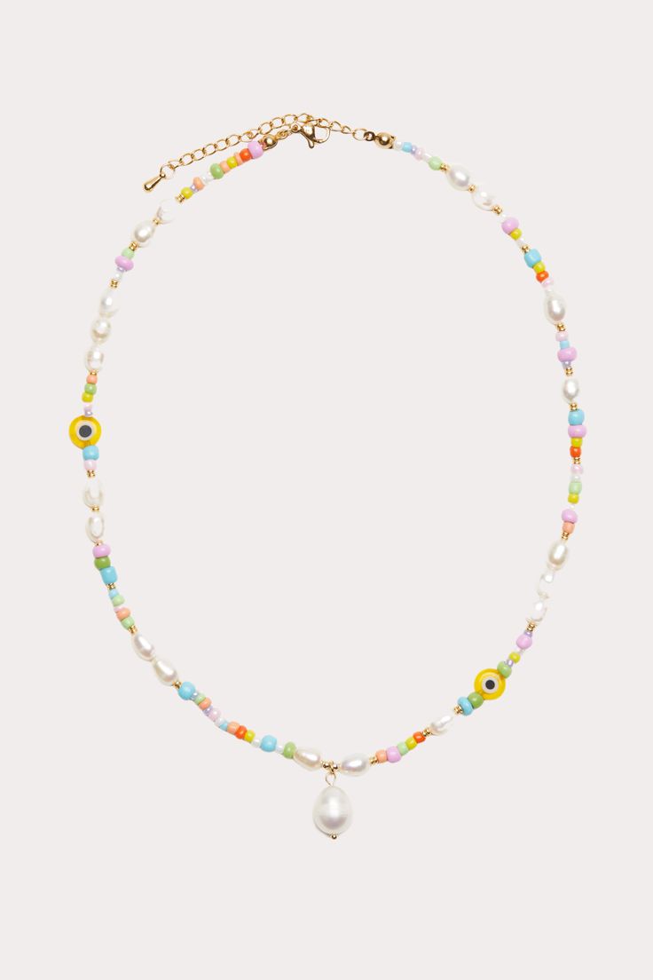 Multicolor beaded necklace with pearl drop, 16"-18" Content + CareDo not get wetAvoid contact with lotions and fragrancesFreshwater Pearls, Alloy & Beads Pottery Diy, Necklace With Pearl, Pearl Drop Necklace, Drop Necklace, Beaded Jewelry Diy, Jewelry Diy, Pearl Drop, Freshwater Pearls, Beaded Jewelry