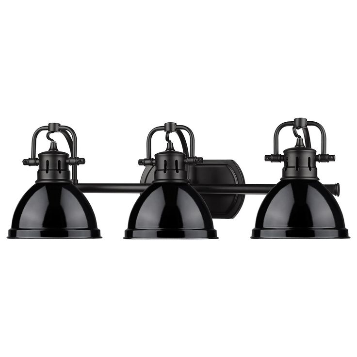 three light bathroom fixture with black shades