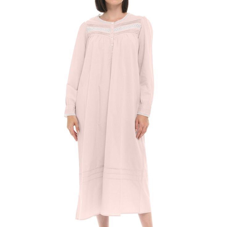 This soft 100 percent cotton poplin nightgown for women from Alexander Del Rossa is comfortable, durable, and classy. Made from a premium 100% cotton fabric, this women's vintage looking nightgown is breathable and easy on the skin. Designed with you in mind, this victorian nightgown is perfect for lounging around the house - even when guests are present. Round neck with lace trim, slightly puffed sleeve cap with long set-in sleeves and buttoned sleeve cuffs trimmed with cotton lace and adorned with pintucks. Pockets! Yes, finally a white Victorian nightgown with deep pockets. Back is double layered at the back yoke and gathered underneath. These summer nightgowns for women soft cotton feature a traditional A-line adorned with pintucks and an ankle length hem. Gorgeous. Cotton Nightgowns, Nightgown Vintage, Victorian Nightgown, White Victorian, Cotton Nightgown, Vintage Nightgown, Night Dress For Women, Nightgowns For Women, Women Pink