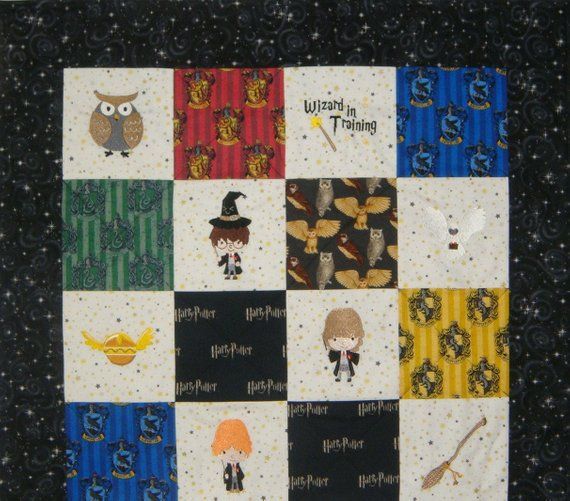 a quilt with harry potter characters on it