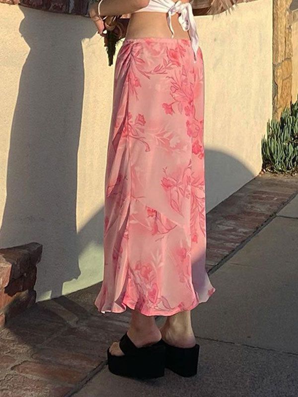 Style: Casual. Sweet
Color: Pink
Fabric Content: Polyester
Fit Type: Slim fit
Length: Midi Skirt
Design: Elasticated Waistband. Allover Print Detail

  SIZE WAIST (Inches) HIPS (Inches) Outseam (Inches)   S 24.41-27.56 29.92-33.07 32.28   M 25.98-29.13 31.5-34.65 33.07   L 27.56-30.71 33.07-36.22 33.86 Where To Buy Midi Skirts, Mesh Midi Skirt Outfits, Long Pink Skirt Outfit, Colorful Skirt Outfits, Midi Rok Outfit, Midi Skirt Outfit Summer, Pink Floral Outfit, Pink Chiffon Skirt, Midi Rock Outfit