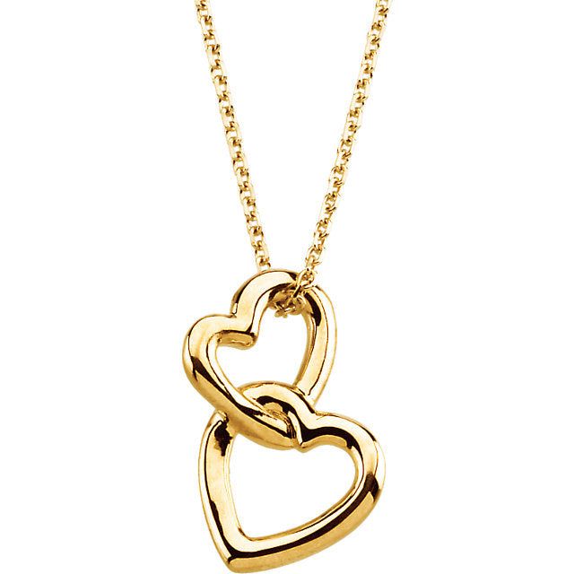 14K Yellow Gold Vertical Double Heart Necklace Sideways Initial Necklace, Double Heart Necklace, Sweet Necklace, Yellow Necklace, Heart Choker, Hearts Necklace, Drop Pendant Necklace, Diamond Cross Pendants, Monogram Necklace