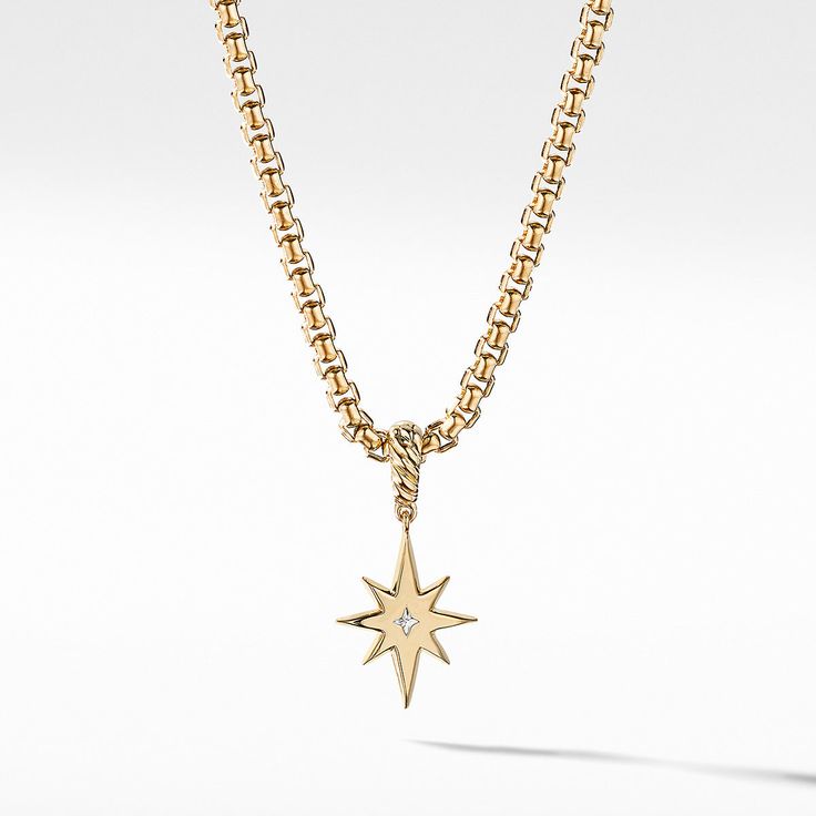 Expertly crafted in 18k yellow gold, the North Star Birthstone Amulet features a stunning center diamond, adding elegance to any jewelry collection. The North Star, Charms For Bracelets, Amulet Necklace, Amulets, Birthstone Charms, North Star, Yellow Diamond, Pink Diamond, David Yurman