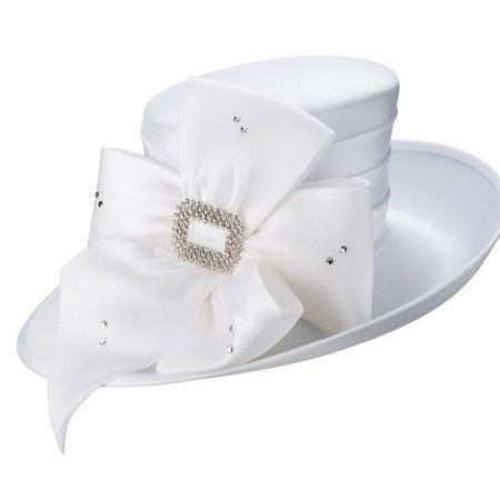 Giovanna Deluxe Church Hat Style: HG1103 Color shown: White Elegant bow adorned hat featuring stone embellishment Crown Circumference: 23" White Church Hats, Usher Suits, Dressy Dress, Women Church Suits, Women Church, Church Hat, Church Suits, Dress Hat, Hat Style