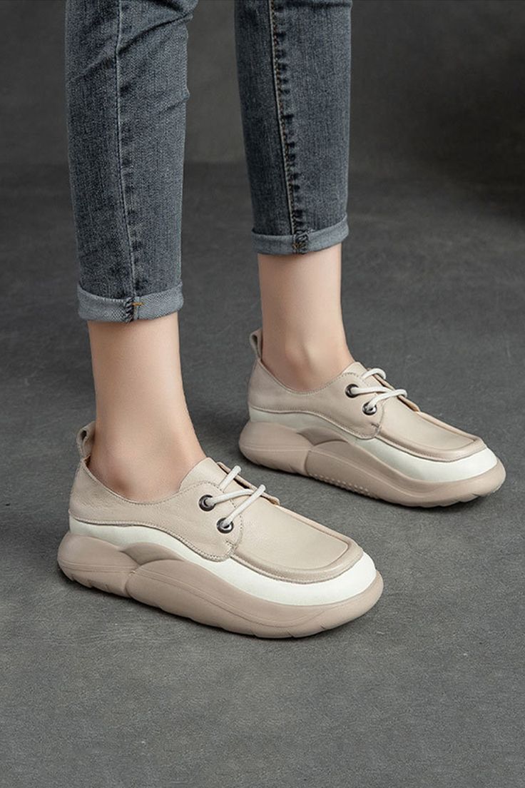 Retro Minimalist, Woman Shoes, Pig Skin, Casual Shoes Women, Up Styles, Casual Shoes, Heel Height, Lace Up, Women Shoes