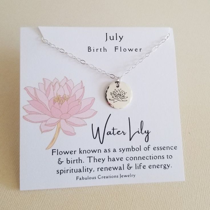 July Birth Flower Necklace, Water Lily Charm Necklace, Birth FLower Jewelry for Women July Birth Flower, Lily Necklace, Meaningful Necklace, Birth Flower Necklace, Lily Bloom, Month Of July, Jewelry Dainty, Birth Flower, All Craft