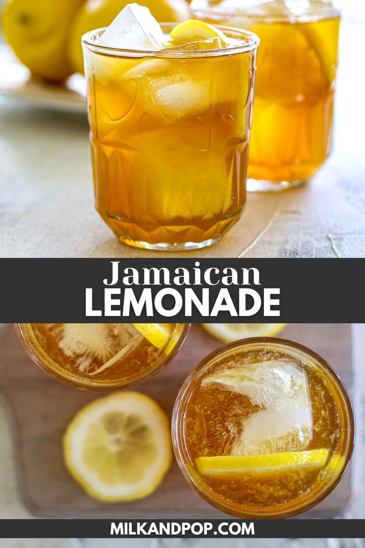 Lemonade in glass with ice and lemons. Special Lemonade Recipe, Jamaican Lemonade Recipe, Cool Recipes For Summer, Jamaican Drinks Non Alcoholic, Creamy Lemonade Recipe, Homemade Refreshers, Fruit Lemonade Recipes, Irish Lemonade, Jamaican Lemonade