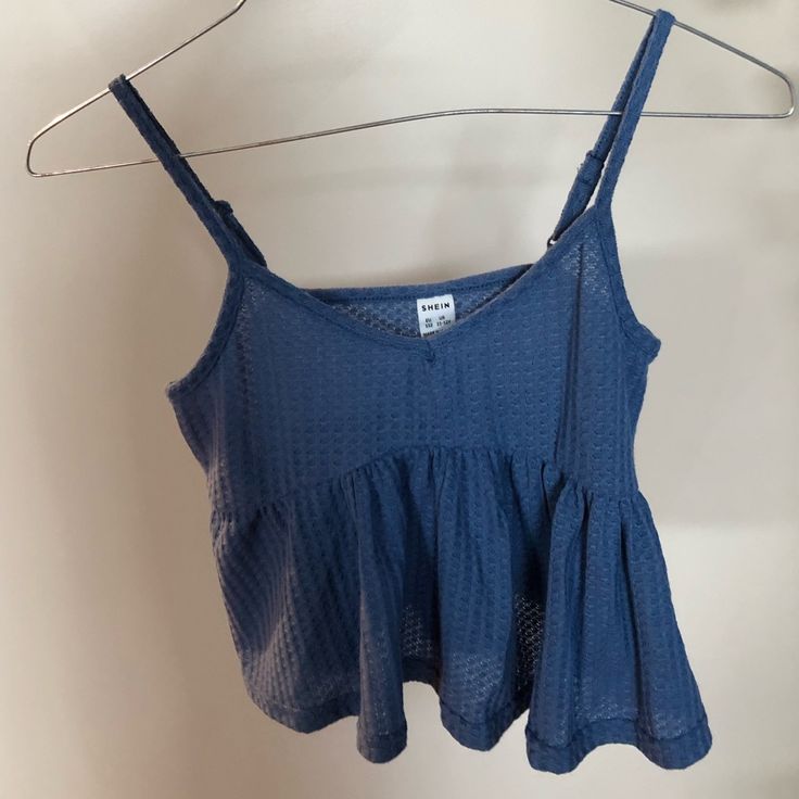 Never Worn Girls Size 11-12y Blue Knit Croptop Adjustable Straps Trendy Light Blue Cami Top, Light Blue Casual Cami Top, Casual Light Blue Cami Top, Blue Cotton Cami Top, Casual Blue Cami Crop Top, Blue Cotton Cami Crop Top, Cute Cotton Cami Top, Cute Blue Cotton Crop Top, Casual Blue Cami Top